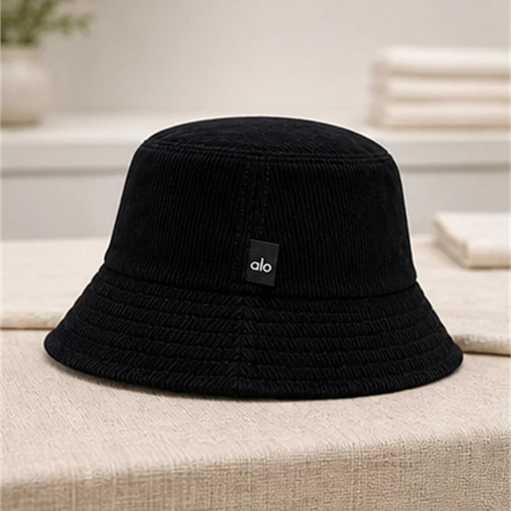 ALO Yoga Black Athleisure Bucket Hat Logo